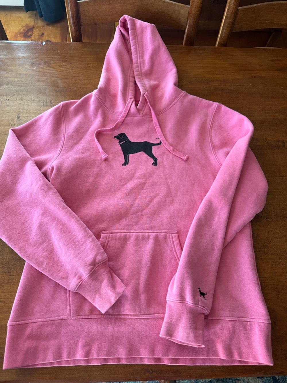 The Black Dog Pink Pullover Hoodie with Black Dog Graphic